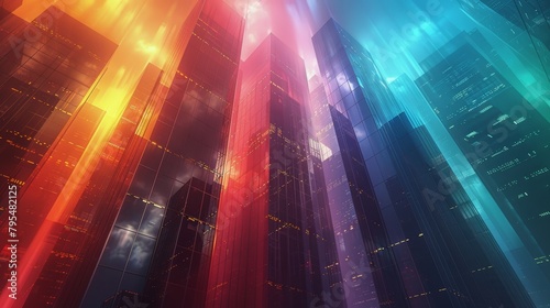 Rainbow-Colored Building in Urban Landscape