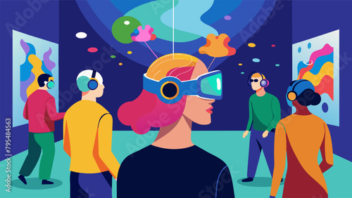In a gallery exhibit visitors are invited to wear mindcontrolled headsets and contribute to a community art project creating a colorful and.