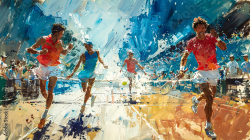 A painting depicting the strength and endurance of a marathon runner. photo