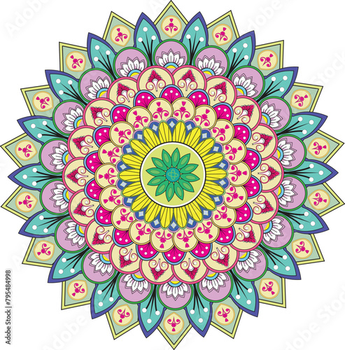 This is simple and vector Colorful Mandala background and it is editable.