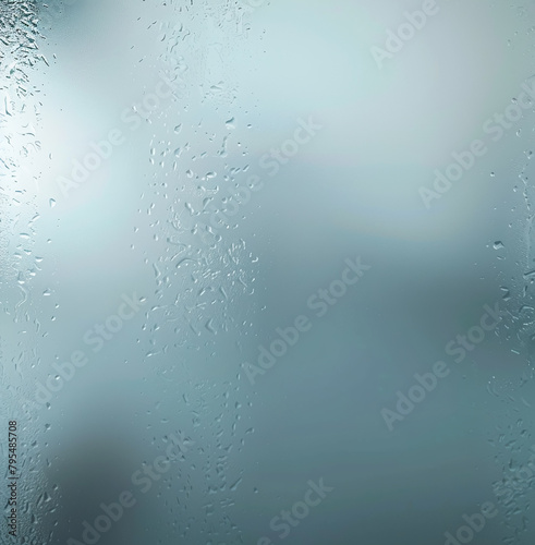 background wall of glass fogged from moisture with water droplets