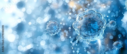 Wallpaper Mural Abstract white and blue background with shapes resembling microorganisms or cells. Concept Abstract Art, Microorganisms, Cells, Blue and White Background, Shapes Torontodigital.ca