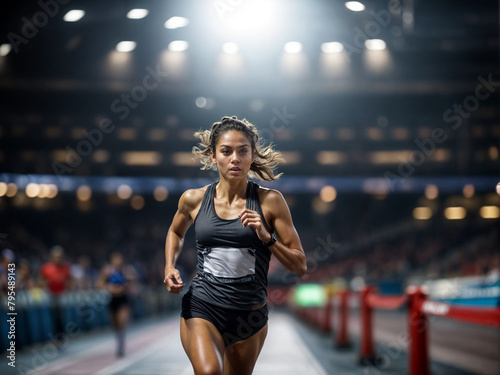 Female athlete runner woman running. Professional olympic athlete training 
