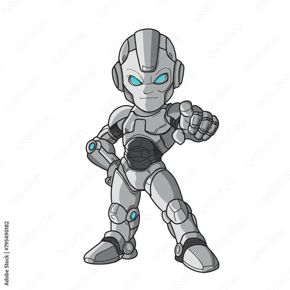 The robot points its finger in your direction. vector illustration The robot points its finger in your direction. vector illustration