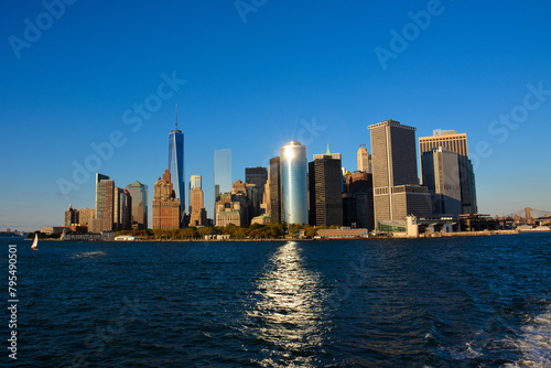 Lower Manhattan Skyline from New York Harbor © Ian