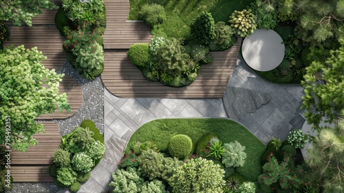 A landscaper designs and implements a garden layout for an urban green space project photo
