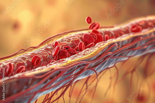 Explore an illustration depicting the risk of heart attacks from artery fat buildup, emphasizing cardiovascular health and prevention, perfect for medical education.