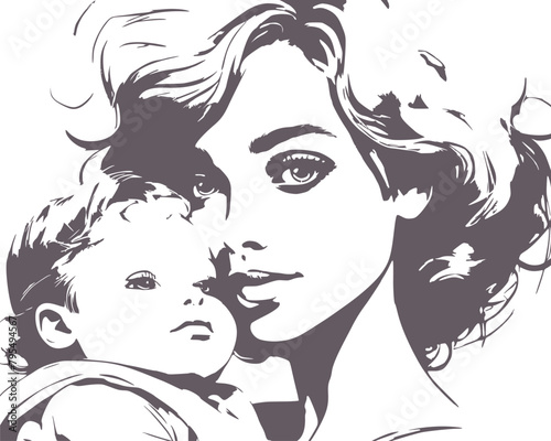Happy caring young mother with little baby infant in hands. Loving mom with newborn excited with motherhood. Parenthood and maternity.
