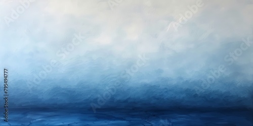 Ocean's Embrace: Abstract Blue Seascape with Misty Horizon