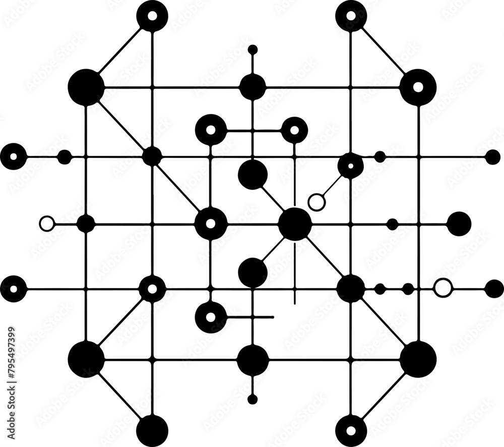 A silhouette of a complex molecular structure, ideal for depicting chemistry, scientific research, and educational themes.
