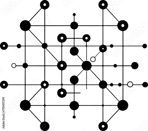 A silhouette of a complex molecular structure, ideal for depicting chemistry, scientific research, and educational themes.