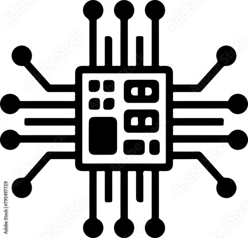 A silhouette representing a microchip circuit  symbolizing electronics  technology  and the digital world  ideal for tech-related designs.