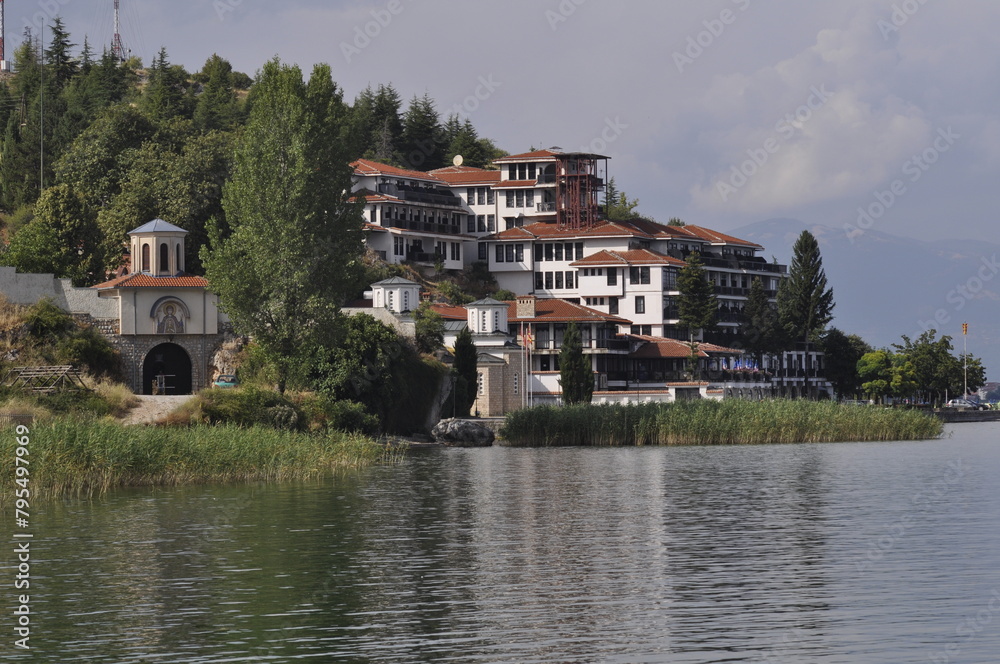 The monastery complex and the church The Nativity of Virgin Mary in Struga, Macedonia, built in 14th century.