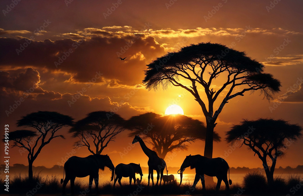 sunset in the savannah