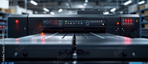 Zoomedin image of a professionalgrade office printer, focusing on the precision and speed controls, vital for highdemand environments photo