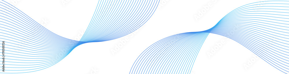 Abstract background with waves for banner. Web banner size. Vector background with lines. Element for design isolated on white. Blue gradient. Spring, summer, winter. Water, ocean Abstract background with waves for banner. Web banner size. Vector background with lines. Element for design isolated on white. Blue gradient. Spring, summer, winter. Water, ocean