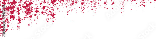 Red hearts scattered on white background. photo