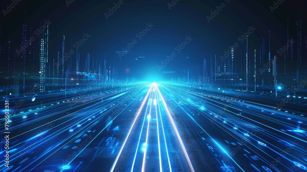 Data transmission channel, future science and technology road, light effect