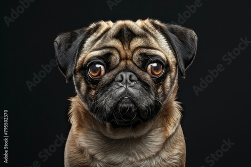 Cute pug with wrinkled face and expressive eyes  adding charm to any composition