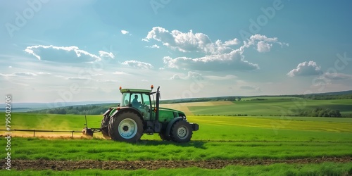 Beautiful image of a tractor in the farm field
