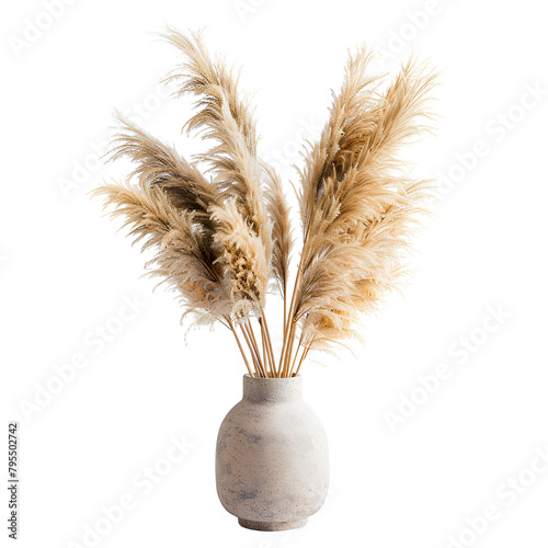 Pampas in vases isolated on a transparent background