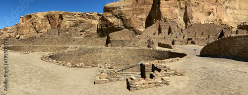 Kiva in Pueblo Bonito, the largest and best-known great house in Chaco Culture National Historical Park in New Mexico. Chaco Canyon was a major Ancestral Puebloan culture center. 