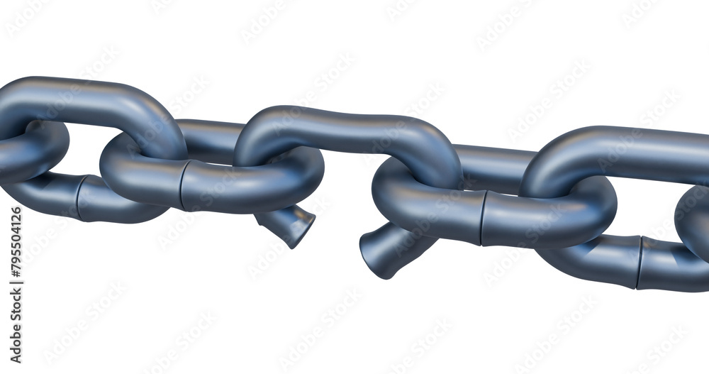 Naklejka premium Chain link with a broken weak link