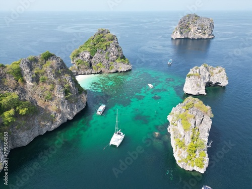 Drone picture at Koh Haa in Thailand photo