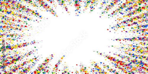 Rainbow colored scattered hearts. LGBT valentine
