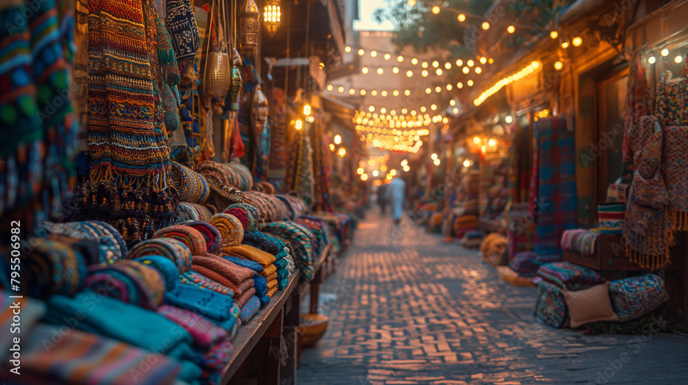 8. Eid Bazaar: A kaleidoscope of colors fills the air at a bustling bazaar, where vendors peddle an array of goods, from vibrant textiles to intricate handicrafts, enticing shopper