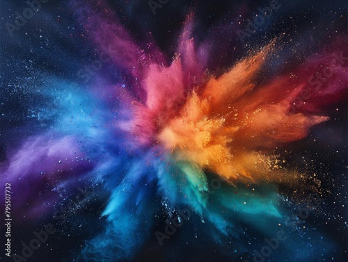 Colorful powder explosion on a black background