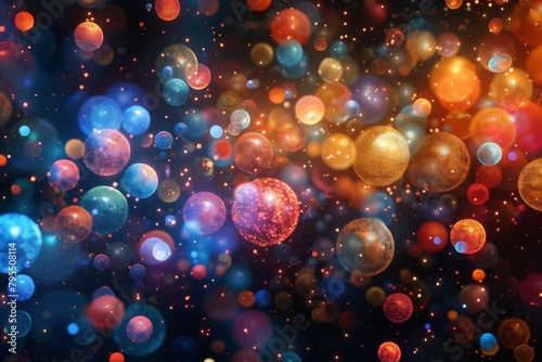 Spheres of light in space.