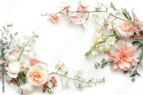 A bouquet of flowers with a white background. The flowers are pink and white
