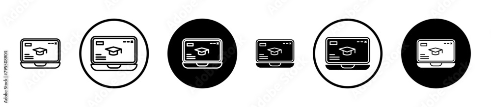 E learning vector icon set. online degree vector icon. digital distance ...