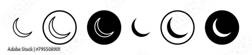 Moon vector icon set. half crescent moon vector icon. night or nighttime icon suitable for apps and websites UI designs.