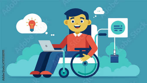 A paralyzed individual smiling as they use their mind to control a robotic wheelchair finally regaining their independence..