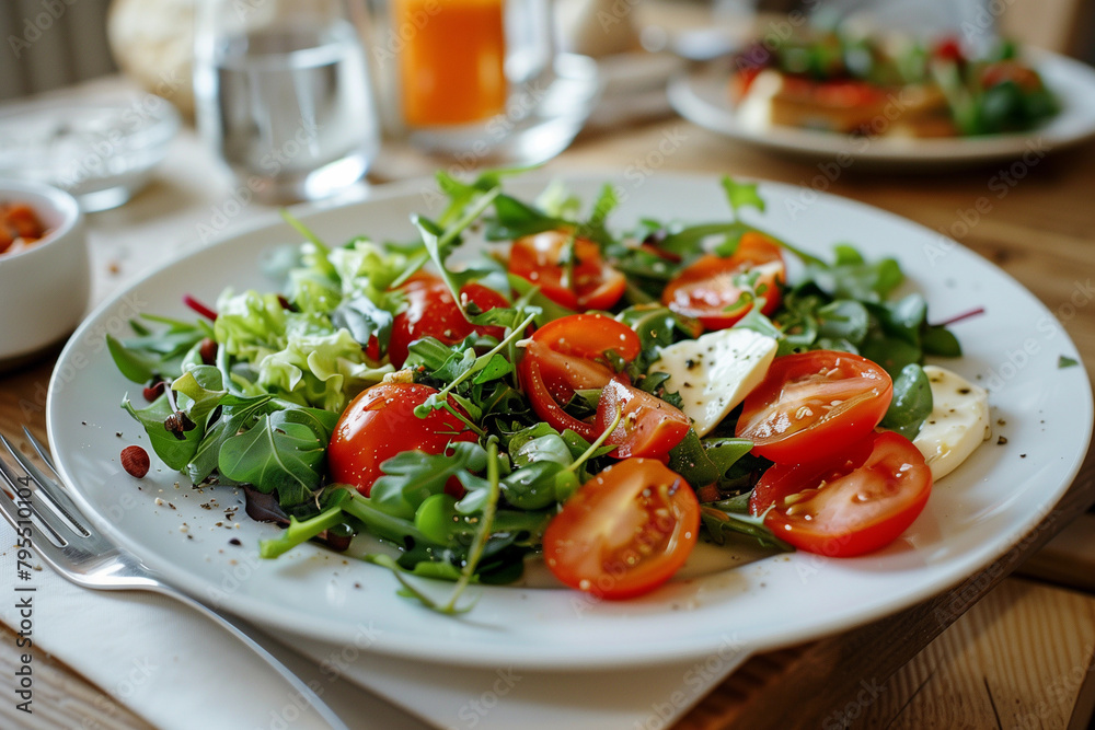 Clean healthy eating, healthy diet concept. Plate with salad.