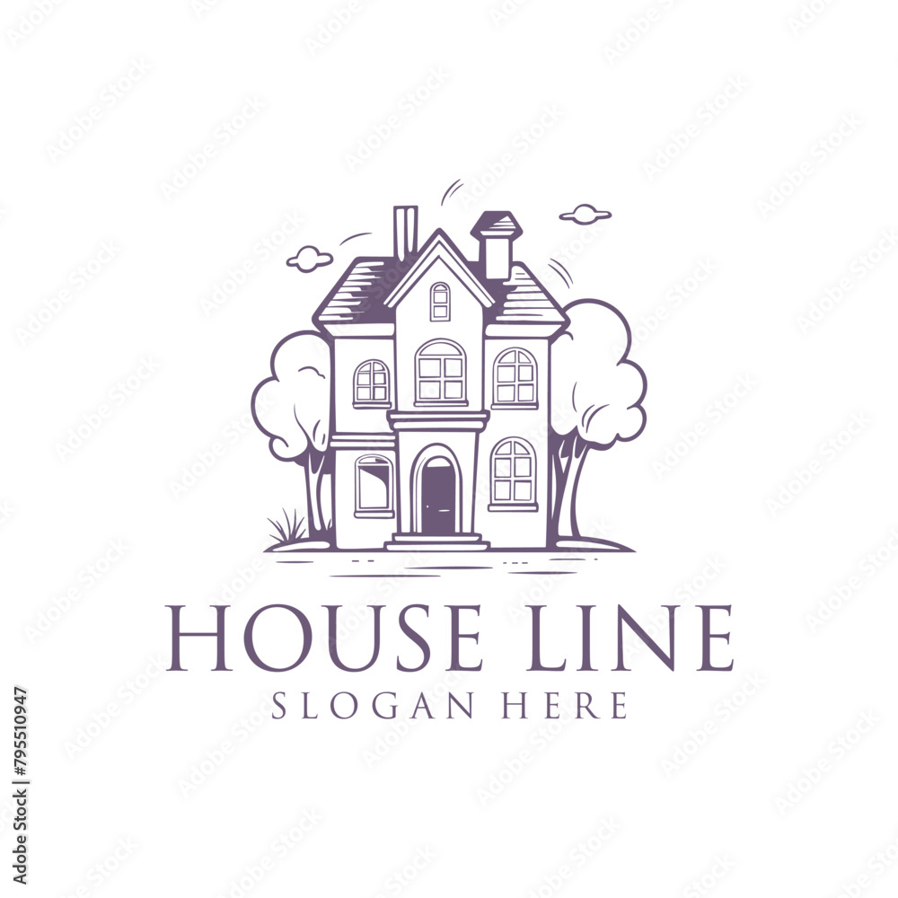 House line, building and real estate logo vector illustration House line, building and real estate logo vector illustration