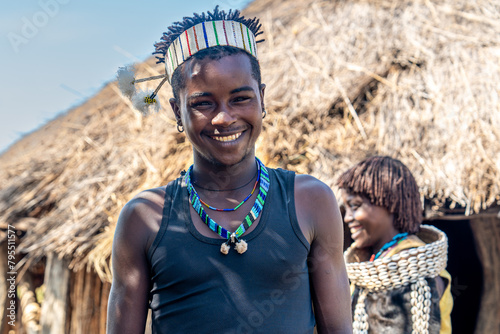 Ethiopia, young man from the Bana tribe in the  village of Shaba. 20th of february 2024 photo