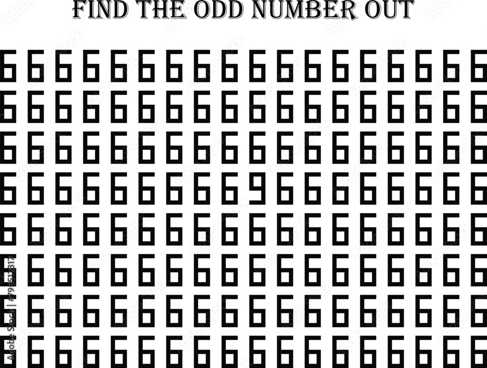 Find the different of 6 (9) in black font with black background