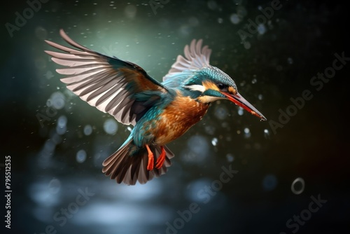 A kingfisher bird flying animal beak wildlife. © Rawpixel.com