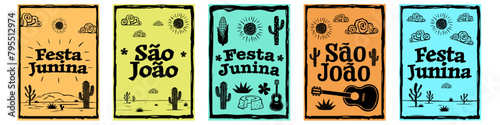 Festa Junina Poster cordel style. Festa Junina poster woodcut.