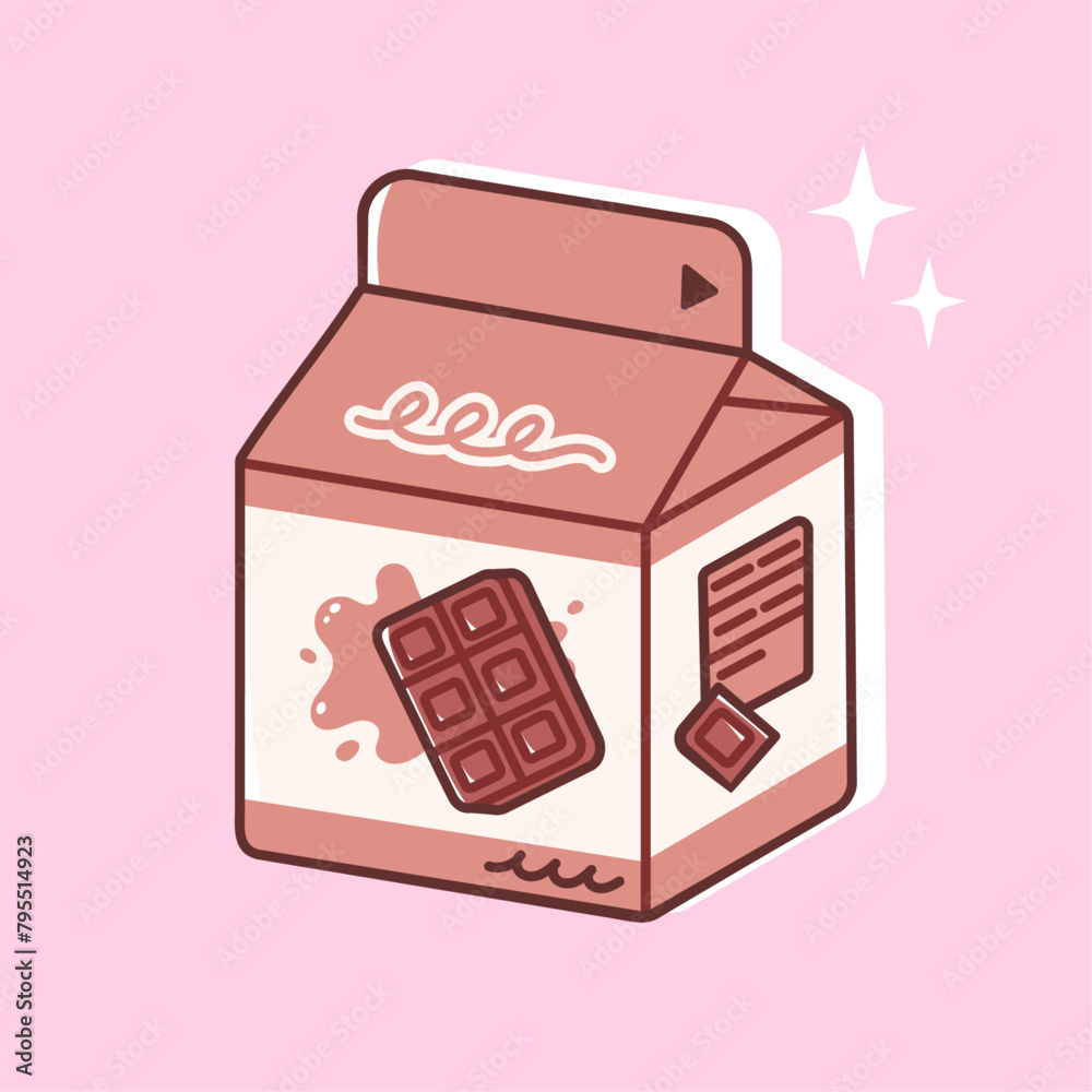 Chocolate milk in a cute carton. Vector illustration of sweet dairy drink in colorful packaging. Tasty milk beverage for kids in trendy flat style. Chocolate milk in a cute carton. Vector illustration of sweet dairy drink in colorful packaging. Tasty milk beverage for kids in trendy flat style.