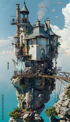 Fantastical Floating Fortress An Imaginative Journey Through Surreal Landscapes