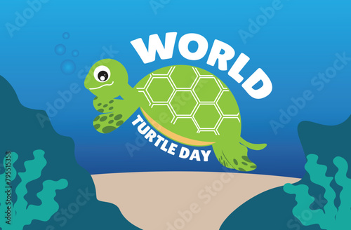 design for world turtle day vector cartoon style