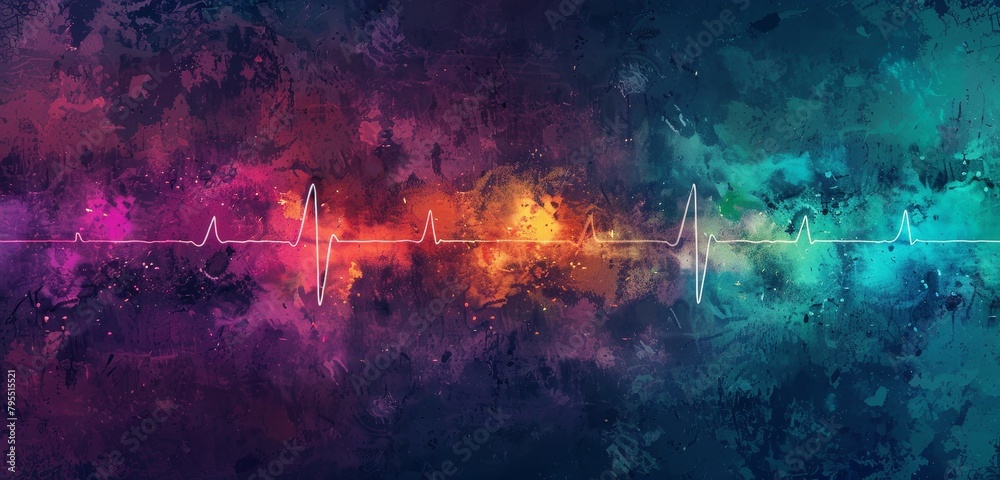 Vivid heart pulse against a fiery and icy background, contrasting emotions. Vivid heart pulse against a fiery and icy background, contrasting emotions.