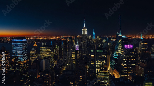 Night panorama of New York city USA 21.09.2016