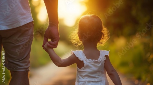 Little Girl Holding Hands With Man