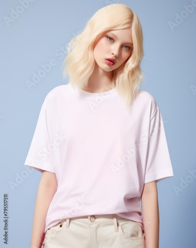 White t-shirt portrait blouse adult photo