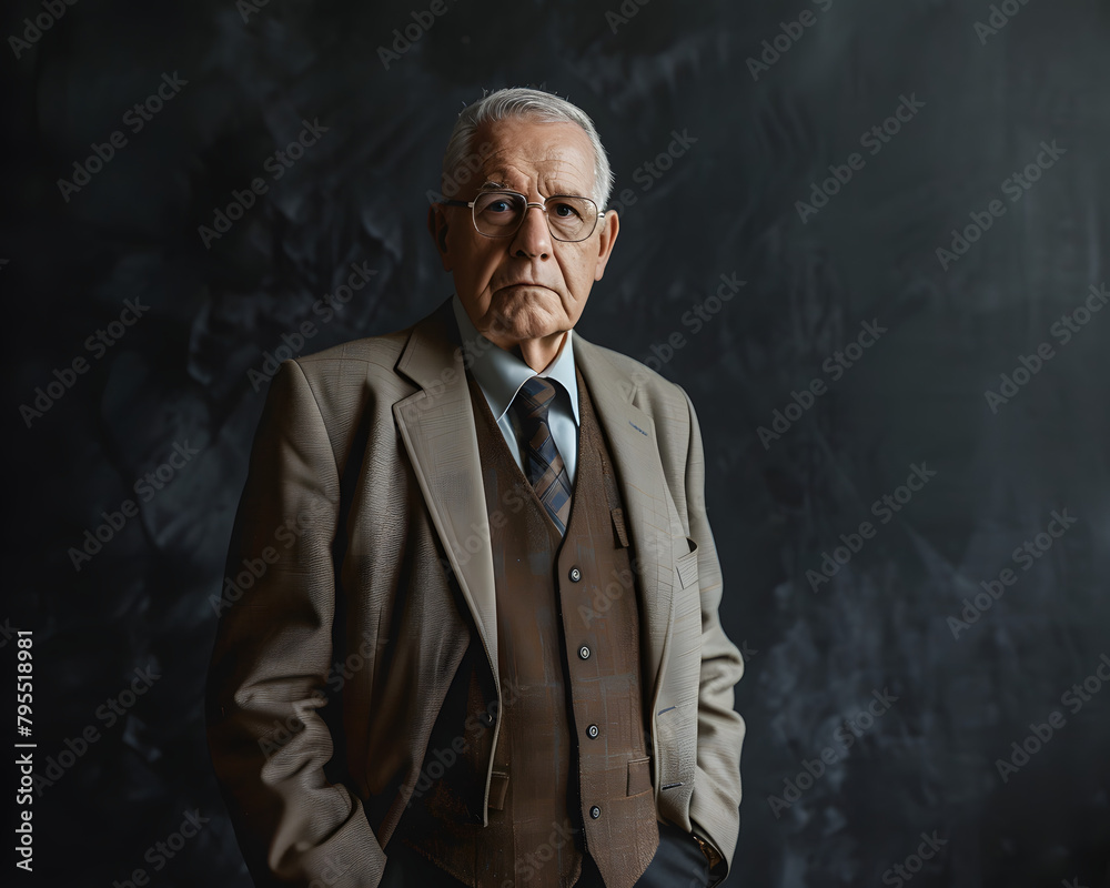 Elderly businessman wearing a brown suit Elderly businessman wearing a brown suit